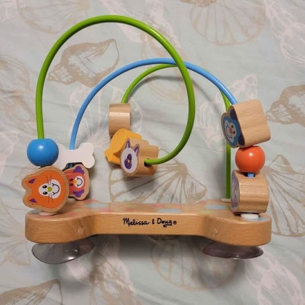 Melissa and Doug bead maze suction cup toy GUC